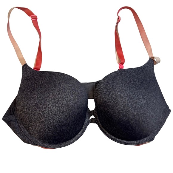 Victoria's Secret Perfect Shape Bra 36C Gray Heather Pink Orange Lined - Picture 3 of 6